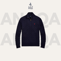 Black Ralph Lauren Cableknit Quarterzip Sweater
