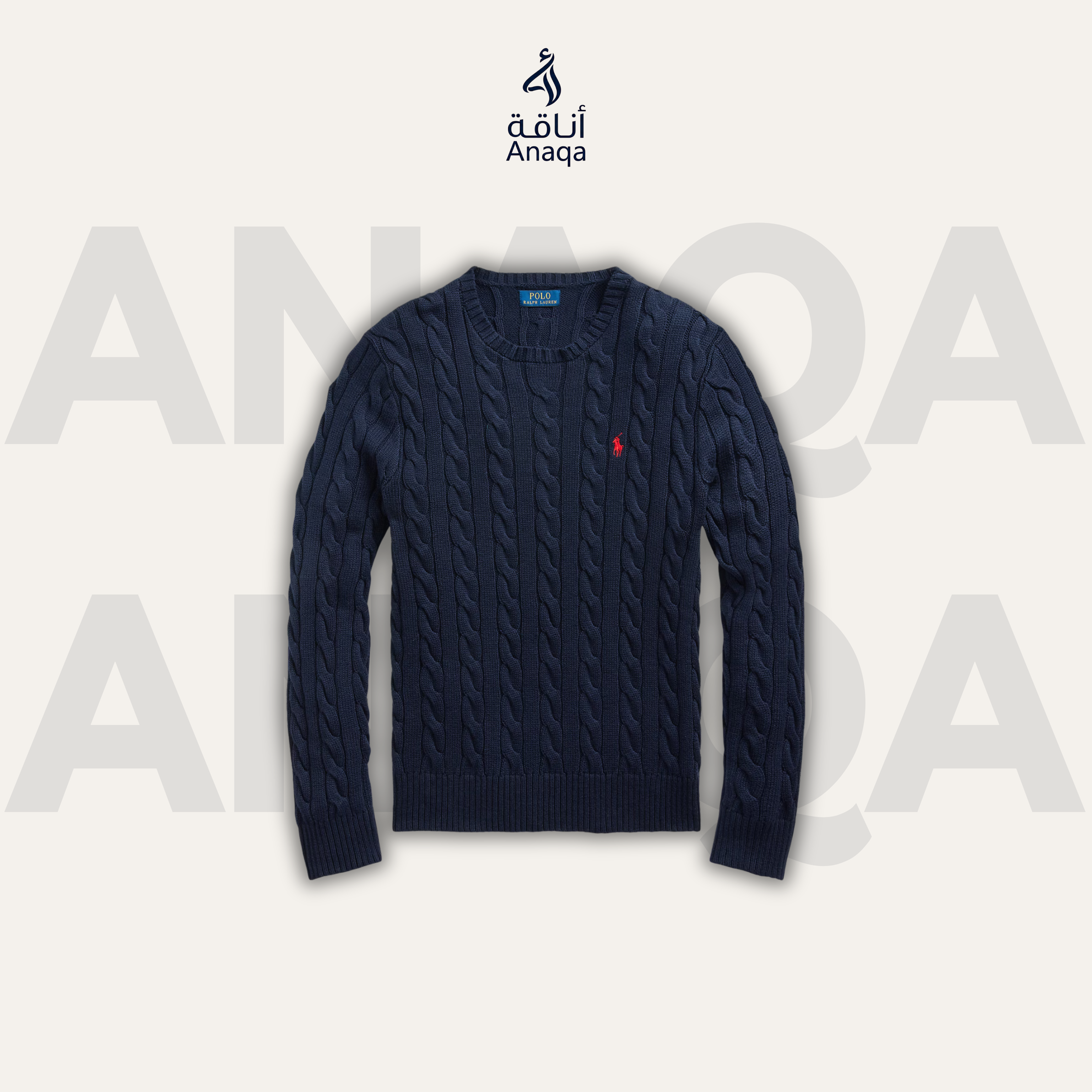 Navy Blue Ralph Lauren Cableknit Jumper Sweater
