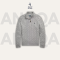 Grey Ralph Lauren Cableknit Quarterzip Sweater