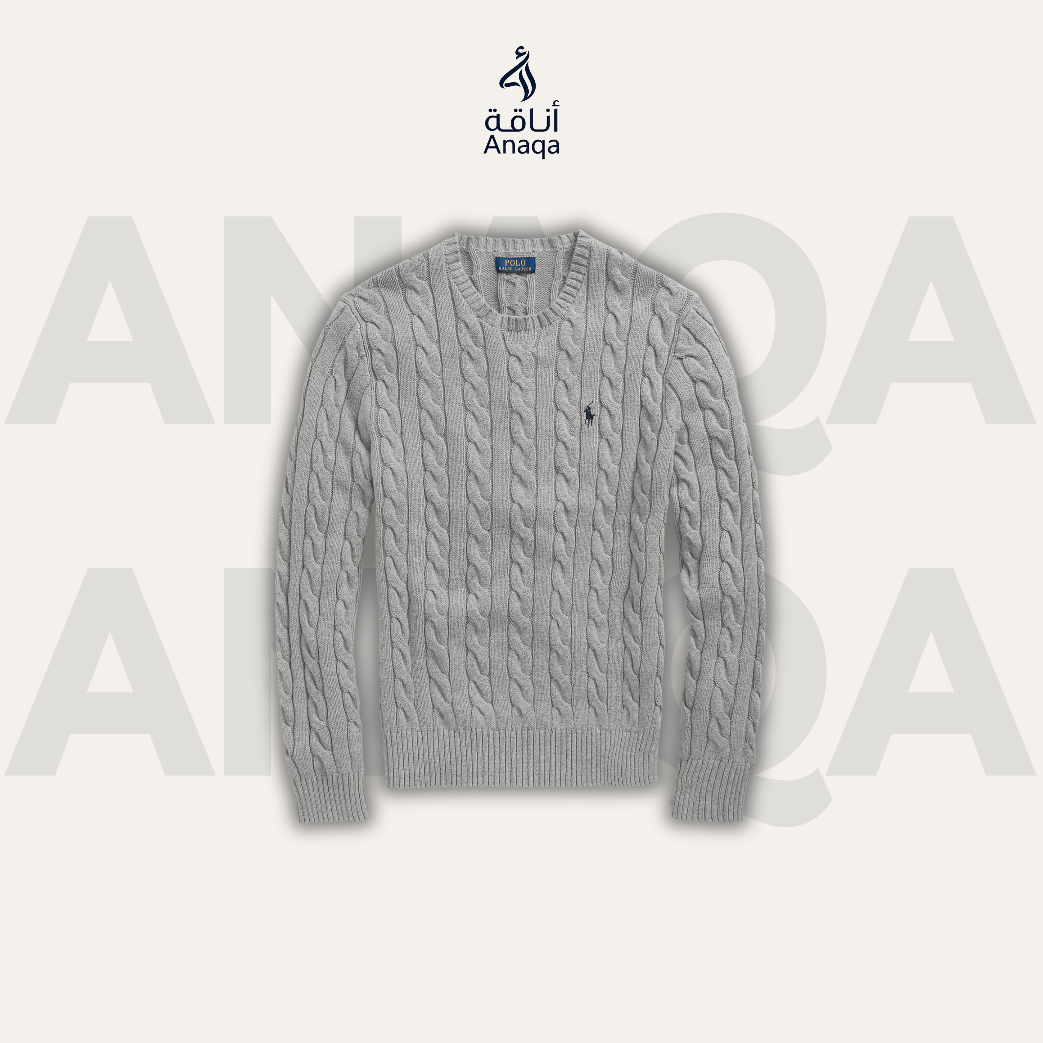 Grey Ralph Lauren Cableknit Jumper Sweater
