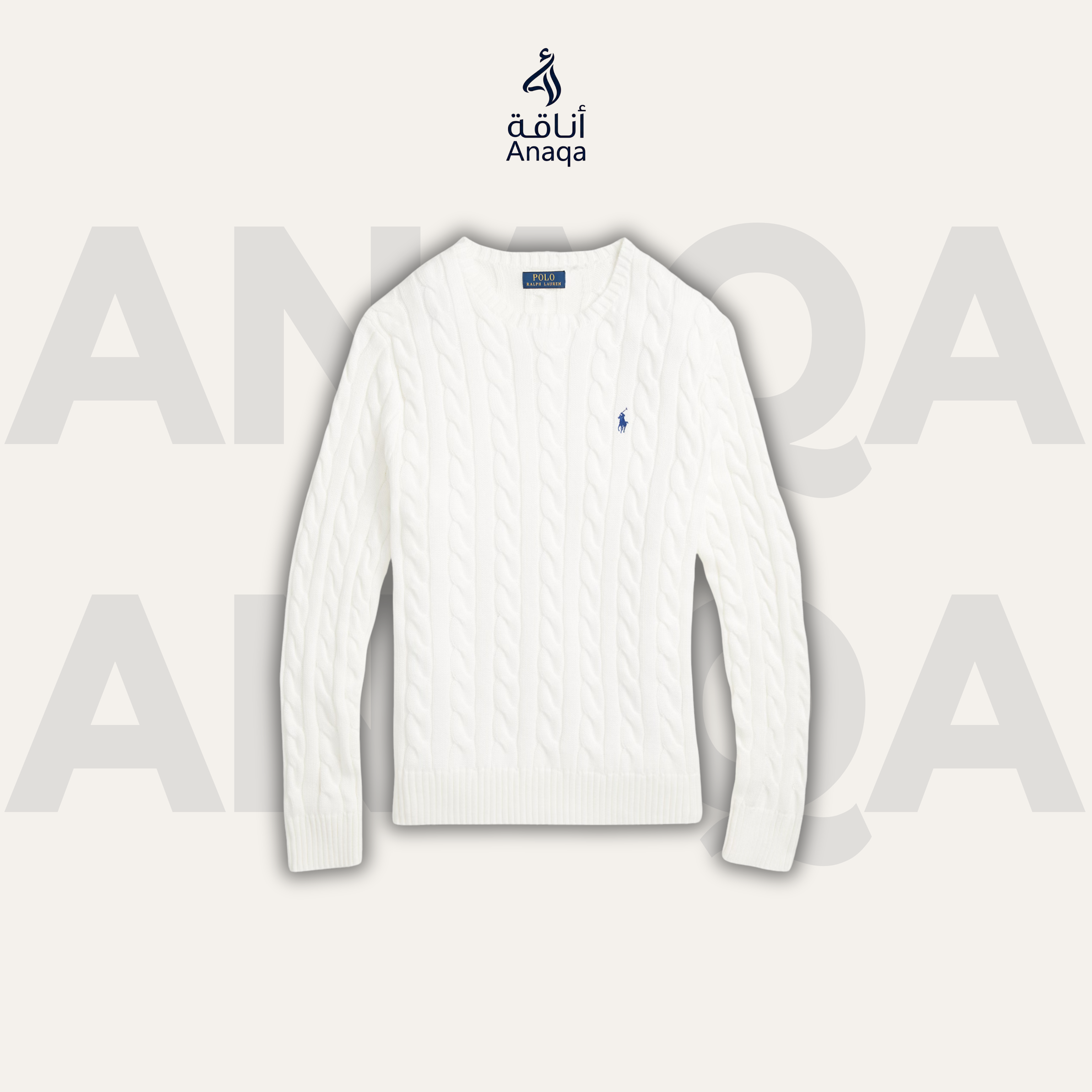 White Ralph Lauren Cableknit Jumper Sweater