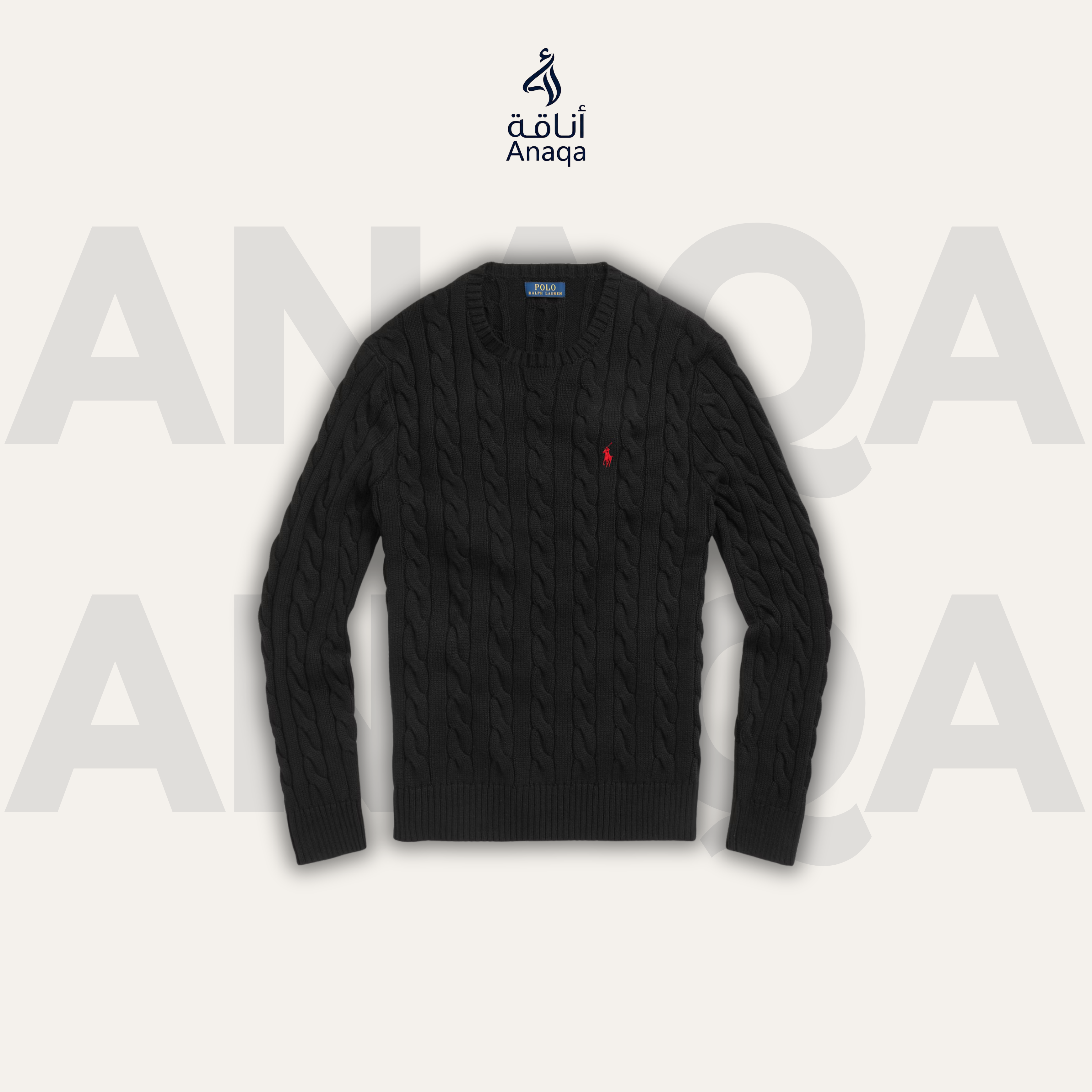 Black Ralph Lauren Cableknit Jumper Sweater