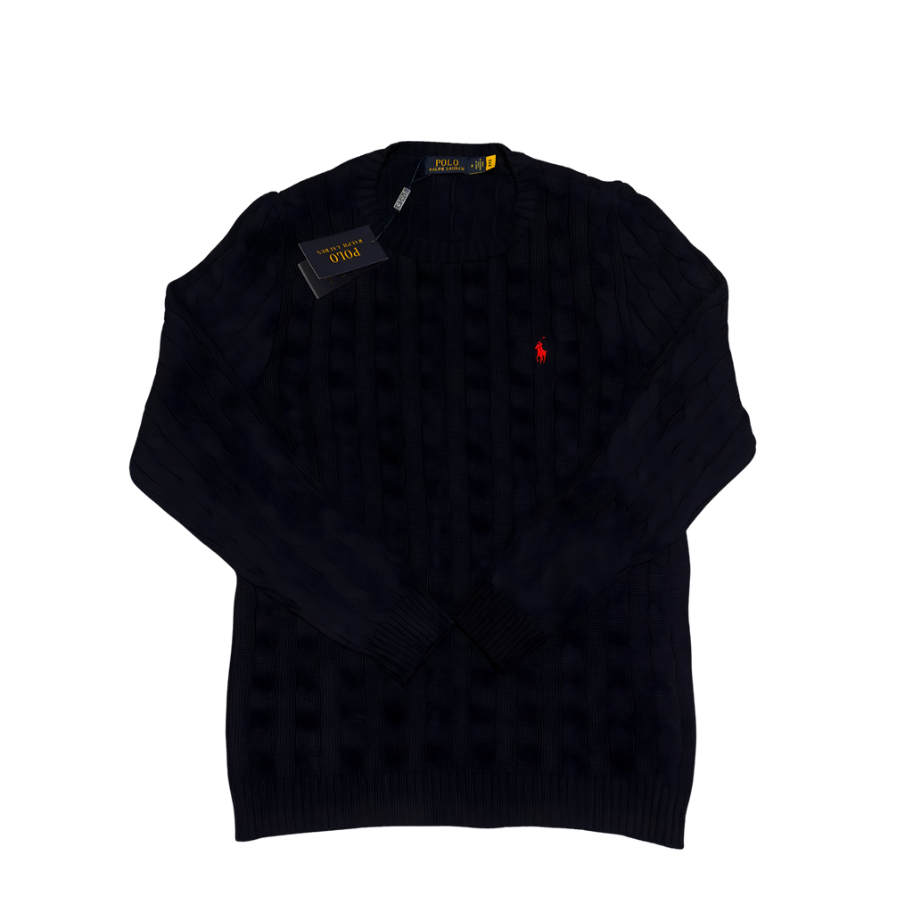 Navy Blue Ralph Lauren Cableknit Jumper Sweater